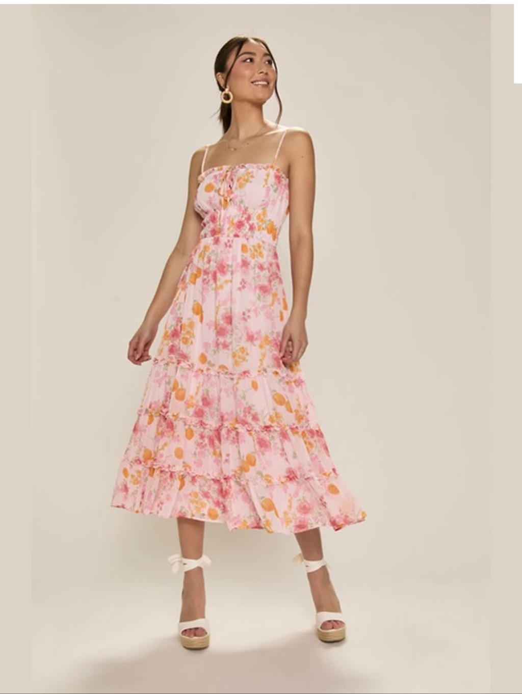 Francesca's Aurora Ruffle Tiered Midi Dress